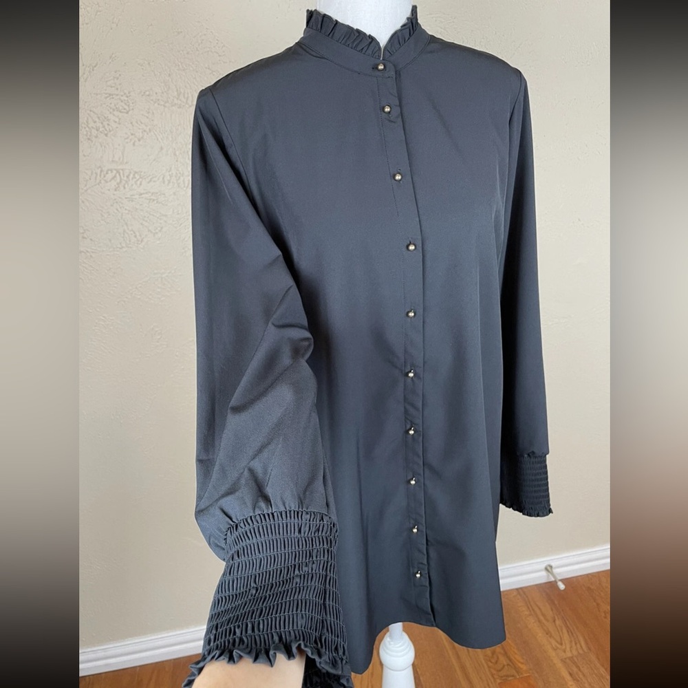 Soft Surroundings Dark Gray Button-Down Blouse - image 2